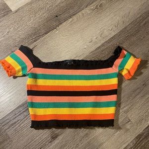 multicolored short sleeve tube top (ribbed)
